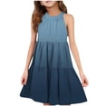 thumbnail image 1 of ZACPNCV Girls' Sleeveless Gradient Dress Summer Casual Sundress Skater Swing Twirly Halter Dress Navy 13-14 Years, 1 of 7