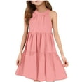 thumbnail image 1 of ZACPNCV Girls' Sleeveless Gradient Dress Summer Casual Sundress Skater Swing Twirly Halter Dress Pink 4-5 Years, 1 of 7