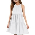 thumbnail image 1 of ZACPNCV Girls' Sleeveless Gradient Dress Summer Casual Sundress Skater Swing Twirly Halter Dress White 9-10 Years, 1 of 7