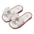 thumbnail image 1 of ZACPNCV Girls Soft Polka Dot Bow Pearl Slip-On Slides Sandals Summer Flatform Sandals White 3-3.5 Years, 1 of 8