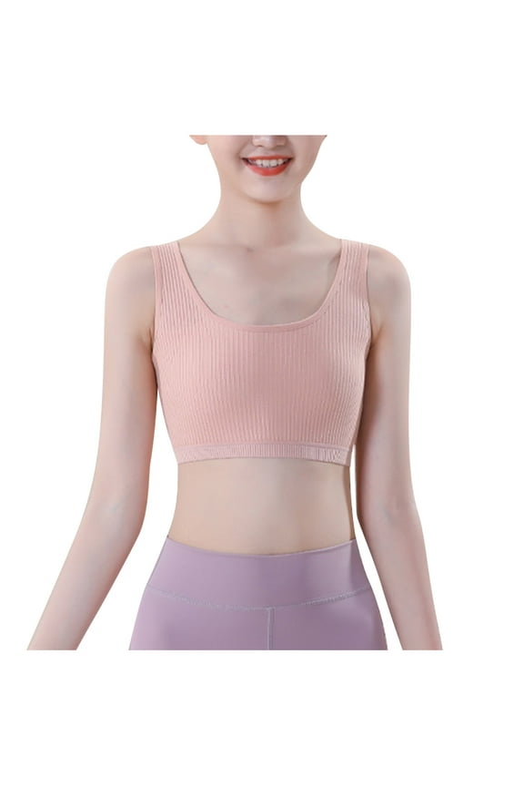 Girls Soft Training Bras Seamless First Bra Girls Sports Bras Longline Crop Chest Double Lined Hot Pink 14-15 Years