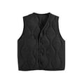 thumbnail image 1 of ZACPNCV Girls Solid Color Bodywarmer Puffer Vest Kids Lightweight Sleeveless Button Soft Comfort Trendy Fall Winter Tops Black 6-7 Years, 1 of 7
