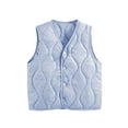 thumbnail image 1 of ZACPNCV Girls Solid Color Bodywarmer Puffer Vest Kids Lightweight Sleeveless Button Soft Comfort Trendy Fall Winter Tops Blue 6-7 Years, 1 of 7
