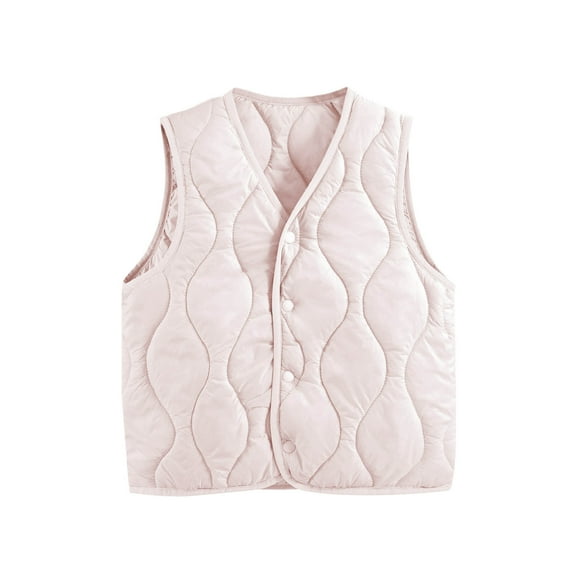 ZACPNCV Girls Solid Color Bodywarmer Puffer Vest Kids Lightweight Sleeveless Button Soft Comfort Trendy Fall Winter Tops Pink 10-11 Years