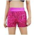 thumbnail image 1 of ZACPNCV Girls Sparkle Glitter Athletic Shorts Kids High Waist Gymnastics Dance Shorts Tumbling Pink 13-14 Years, 1 of 4
