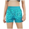 thumbnail image 1 of ZACPNCV Girls Sparkle Glitter Athletic Shorts Kids High Waist Gymnastics Dance Shorts Tumbling Sky Blue 9-10 Years, 1 of 4