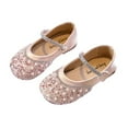 thumbnail image 1 of ZACPNCV Girls Sparkle Princess Dress Shoes Bow Wedding Party Flower Bridesmaids Mary Jane Ballet Flats for Kid Toddler Pink 12-13 Years, 1 of 9