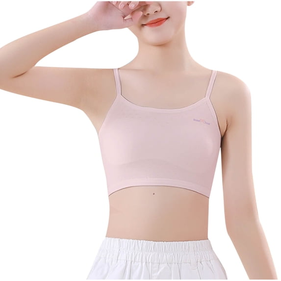 ZACPNCV Girls Sports Bra Training Bras Wireless Light Padded Bralette Pink M