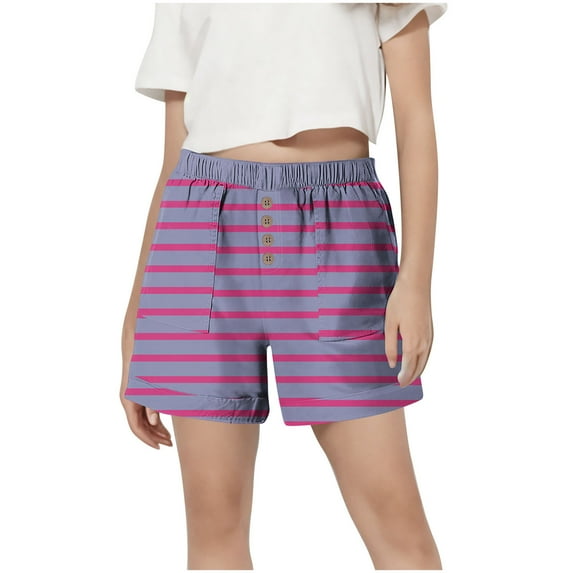 ZACPNCV Girls Sports Shorts Elastic Waistband Drawstring Built-in Liner Lightweight Athletic Running Purple 3-4 Years