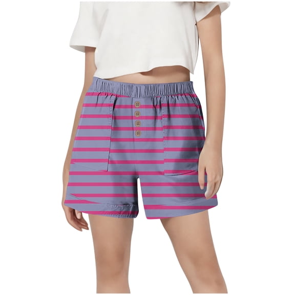 ZACPNCV Girls Sports Shorts Elastic Waistband Drawstring Built-in Liner Lightweight Athletic Running Purple 9-10 Years