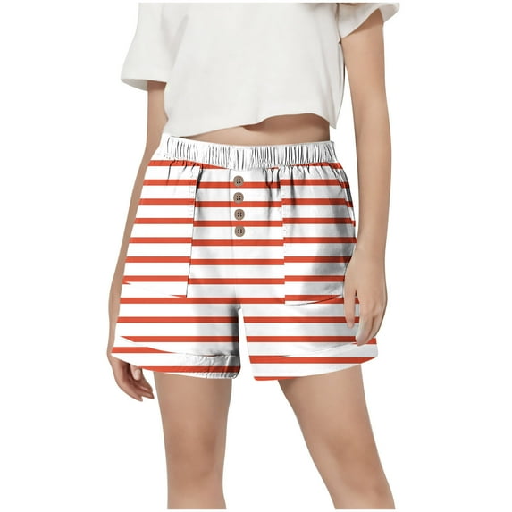 ZACPNCV Girls Sports Shorts Elastic Waistband Drawstring Built-in Liner Lightweight Athletic Running Red 5-6 Years