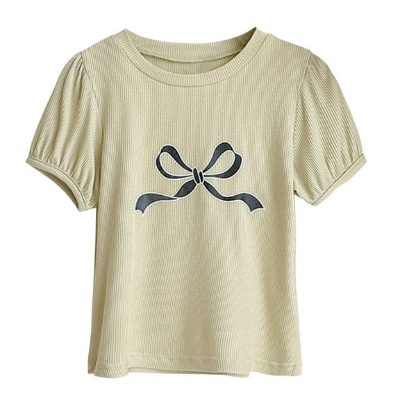 ZACPNCV Girls Summer Short Sleeve Shirt Kids Crewneck Tops T-Shirts Green 1-2 Years