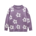 thumbnail image 1 of ZACPNCV Girls Sweater Colorful Patterned Crewneck Long Sleeve Knit Pullover Purple 6-7 Years, 1 of 1
