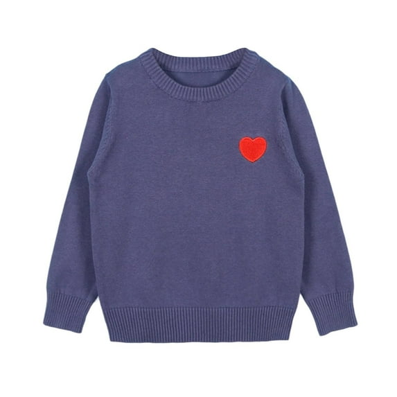 ZACPNCV Girls Sweater Solid Color Crewneck Long Sleeve Knit Pullover Purple 3-4 Years