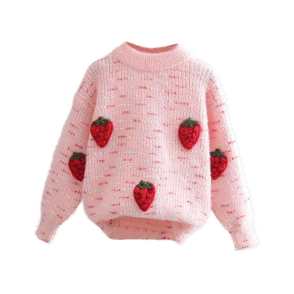 ZACPNCV Girls Sweaters Fall Winter Tops Kids Teen Clothes Long Sleeve Crew Neck Cable Knit Casual Cozy Pullover Pink 7-8 Years