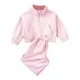thumbnail image 1 of ZACPNCV Girls Sweatsuit Set - 2 Piece 1/4 Zip Mock Neck Fleece Jacket and Wide Leg Cargo Pants - Tracksuit Set for Girls Pink 2-3 Years, 1 of 8