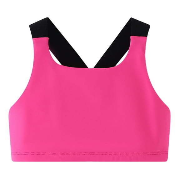ZACPNCV Girls Tank Tops Double Lined Crop Sleeveless Crew Neck Racerback Dance Athletic Teen Kid Tops Hot Pink 5-6 Years