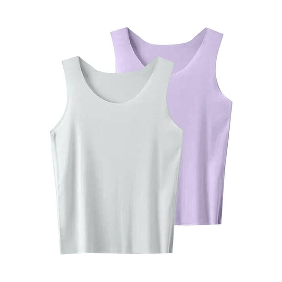 ZACPNCV Girls Tank Tops Kids Toddler Solid Sleeveless Undershirt Girls Dance Tops Cotton Basic Undershirts Athletic T-Shirts Purple 14-15 Years