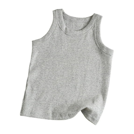 ZACPNCV Girls Tank Tops Sleeveless Racerback Athletic Shirts Cotton Dance Outfit Workout Tops Gray 6-7 Years