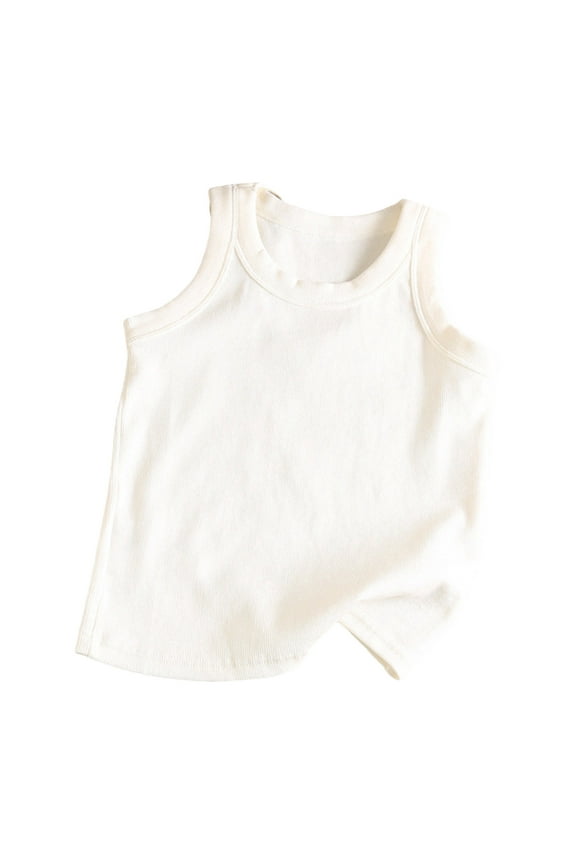 Girls Tank Tops Sleeveless Racerback Athletic Shirts Cotton Dance Outfit Workout Tops White 6-7 Years