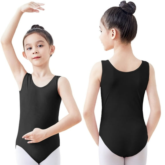 ZACPNCV Girls Team Basic Camisole Leotard with Adjustable Straps Black 12-14 Years