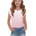 thumbnail image 1 of ZACPNCV Girls Tie Dye Ruffle Sleeve Shirt Kids Summer Crewneck Tops Casual Tees Pink 9-10 Years, 1 of 7