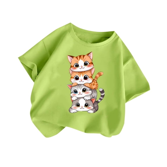 ZACPNCV Girls Tops Short Sleeve Animals Graphic Tees Summer T Shirts Crewneck Shirts Tees Mint Green 8-10 Years