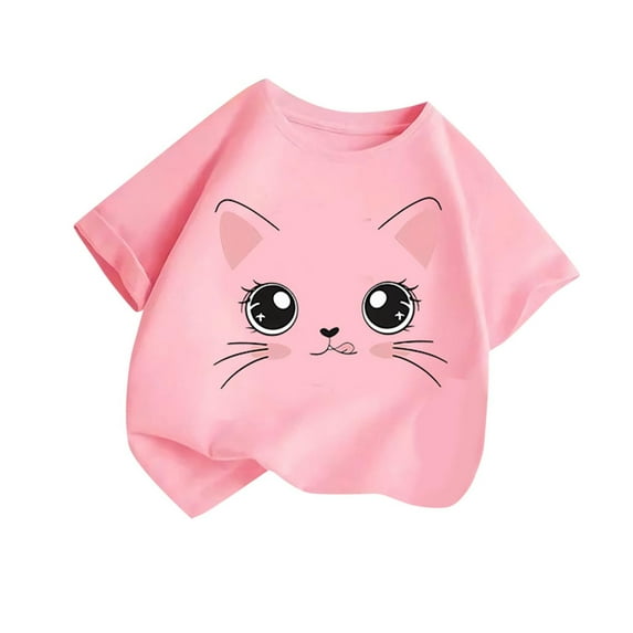 ZACPNCV Girls Tops Short Sleeve Animals Graphic Tees Summer T Shirts Crewneck Shirts Tees Pink 6-8 Years