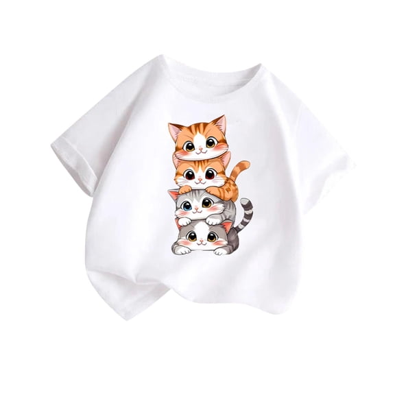ZACPNCV Girls Tops Short Sleeve Animals Graphic Tees Summer T Shirts Crewneck Shirts Tees White 4-6 Years