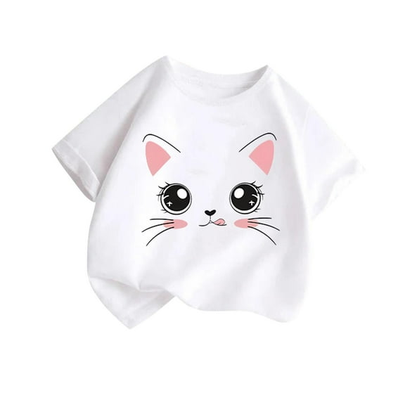 ZACPNCV Girls Tops Short Sleeve Animals Graphic Tees Summer T Shirts Crewneck Shirts Tees White 8-10 Years