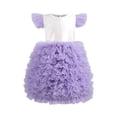thumbnail image 1 of ZACPNCV Girls Tutu Dress Irregular Tulle Flutter Sleeve A-Line Princess Gown Flower Girl Birthday Party Ball Gown Purple 4-5 Years, 1 of 6