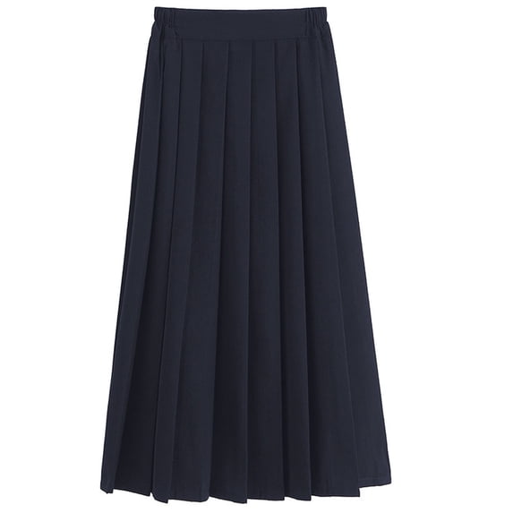 ZACPNCV Girls Uniform Skirt Elastic Waist Classic Pleated Skirt Navy 11-12 Years