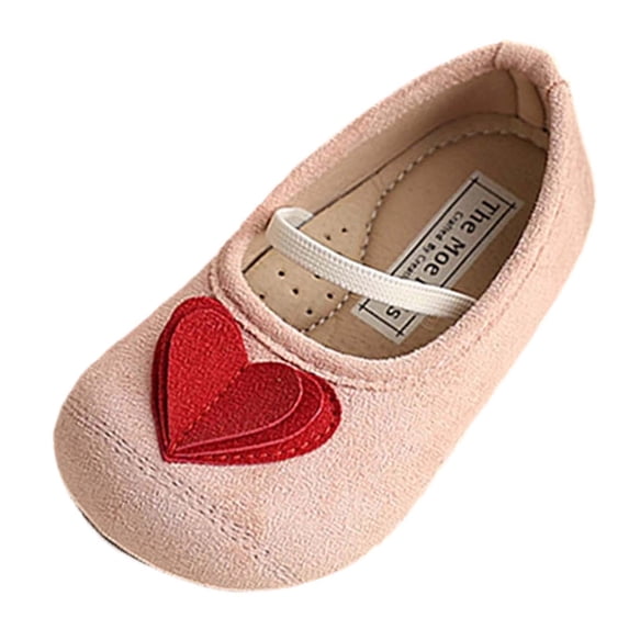 ZACPNCV Girls Velvet Heart Shoes Soft Sole Suede Bow Flats Mary Jane Princess Casual Party
