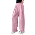 thumbnail image 1 of ZACPNCV Girls Wide Leg Pants Casual Flowy Elastic Waist Palazzo Harem Trousers with Pockets Pink 12-13 Years, 1 of 7