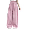 thumbnail image 1 of ZACPNCV Girls Wide Leg Pants Lightweight Casual Elastic High Waist Straight Leg Loose Trousers Pink 10-11 Years, 1 of 7