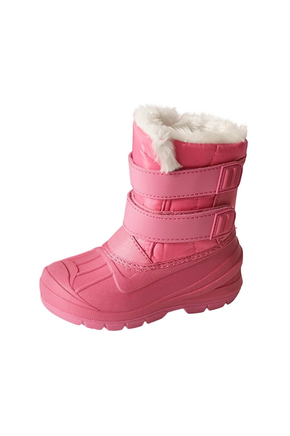 Girls Winter Snow Boots Fuzzy Warm Ankle Boots Fleece Lined Booties Outdoor Shoes Hot Pink