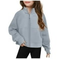 thumbnail image 1 of ZACPNCV Girls Zip Up Fleece Jacket Fall Winter Sherpa Sweatshirts Warm Outwear Crop Coat with Pockets Black 11-12 Years, 1 of 4