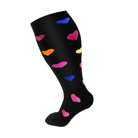 Lovskoo Graduated Compression Socks for Men and Women Plus Size with Stripe Design for Athletic Support and All Day Wear