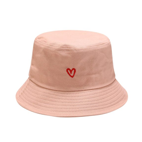 ZACPNCV Hawaii Summer Men's and Women's Plam Heart Printed Tourist Fisherman's Hat Outdoor Sunshade Hats Caps Orange Free Size