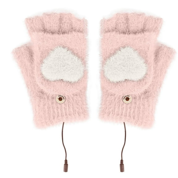 ZACPNCV Heated Gloves for Winter Gloves Heated And Warm Gloves All Finger Adjustable Temperature Heating Gloves Removable And Washable Pink