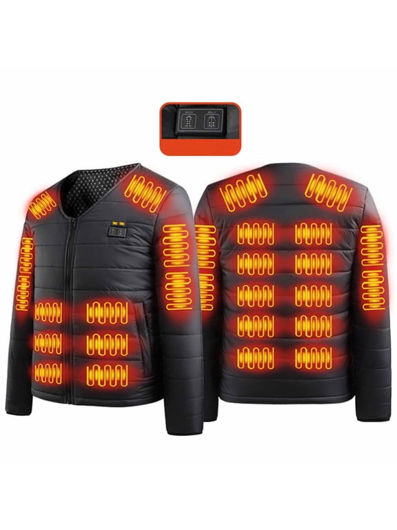 Heated Jacket for Men Women 24 Heating Zones Hooded Coat USB Heating Jackets Winter Warm Thermal Coats with Pockets
