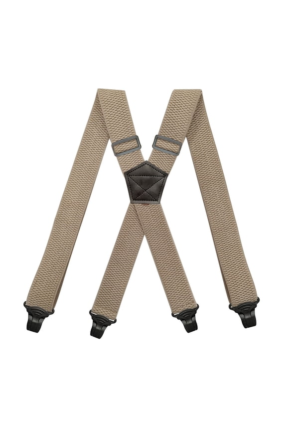 Heavy Duty Clip On Suspenders for Men Elastic Braces with 4 Strong Metal Clips 1.5 Inch Width X Back Style Formal Wear