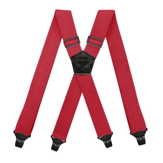 Lovskoo Heavy Duty Clip On Suspenders for Men Elastic Braces with 4 Strong Metal Clips 1.5 Inch Width X Back Style Formal Wear