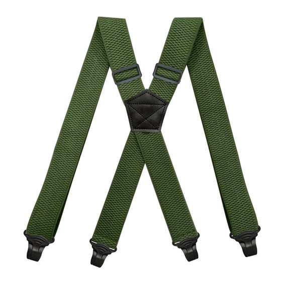 Lovskoo Heavy Duty Clip On Suspenders for Men Elastic Braces with 4 Strong Metal Clips 1.5 Inch Width X Back Style Formal Wear
