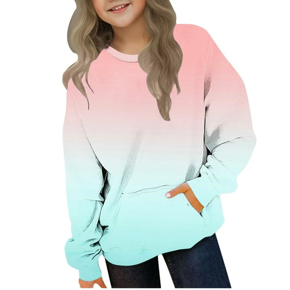 ZACPNCV Hoodies for Teen Girls Trendy Graphic Long Sleeve Oversized Sweatshirts Winter Kids Cute Clothes Preppy Sweatshirt Light Blue 10-11 Years