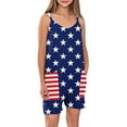 thumbnail image 1 of ZACPNCV Independence Day Clothes Girls Sleeveless Jumpsuits Spaghetti Strap Romper Shorts with Pockets Casual Stretchy Short Overalls for Kids Multicolor 7-8 Years, 1 of 8