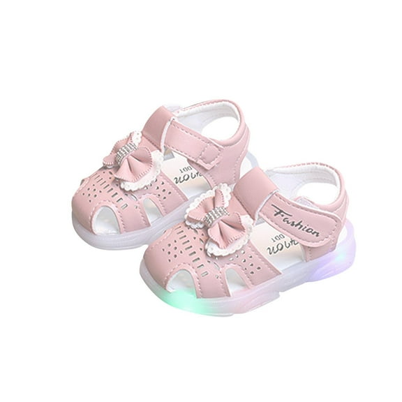 ZACPNCV Infant Baby Girls Summer Sandals with Flower Bowknot Soft Sole Wedding Dress Flats Newborn First Walkers Crib Dress Shoes Pink 6-9 Months