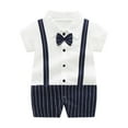 thumbnail image 1 of ZACPNCV Infant Newborn Baby Boys Gentleman Suit Bowtie Romper Color Block Short Sleeve Outfids Jumpsuit Clothes Baby Bodysuits Black 12-18 Months, 1 of 3
