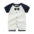 thumbnail image 1 of ZACPNCV Infant Newborn Baby Boys Gentleman Suit Bowtie Romper Color Block Short Sleeve Outfids Jumpsuit Clothes Baby Bodysuits Black 9-12 Months, 1 of 3