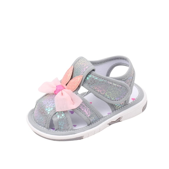ZACPNCV Infant Newborn Sandals Summer Casual Breathable Cute Rubble Soles Non-slip Soft Soles Sandals Gray 15-18 Months